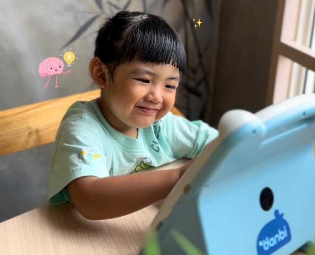 ilustrasi seorang anak perempuan belajar antusias dengan wink smart learning